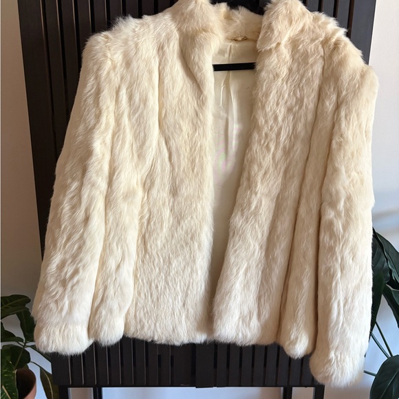Korean Jackets & Blazers - Vintage Rabbit Fur Cream/Ivory Jacket.